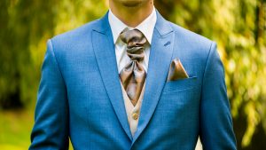 maatpak stropdas blauw trouwpak