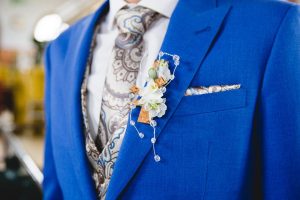 blauw trouwpak